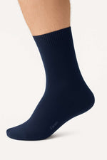 Chaussettes courtes en tissu éponge pour homme, bleu marine