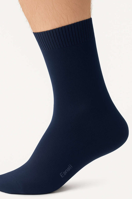 Men's Terry Cloth Ankle Socks, Navy Blue
