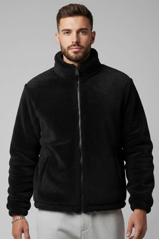 معطف فرو رجالي أسود