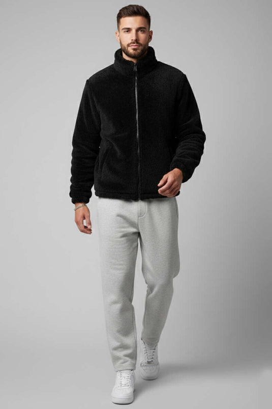 معطف فرو رجالي أسود