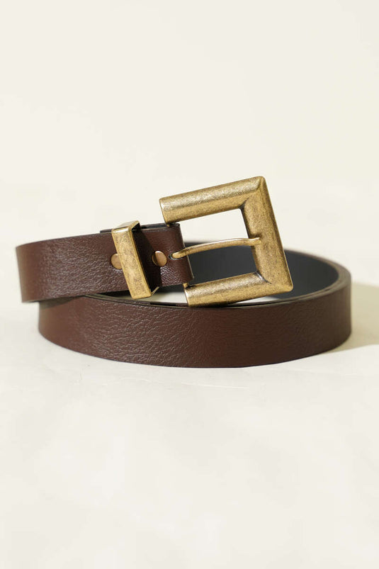 Ceinture carrée à boucle usée marron