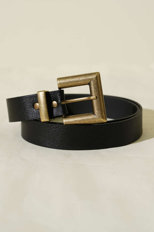 Ceinture carrée à boucle usée noire