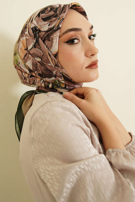 Foulard motif esquisse florale Émeraude