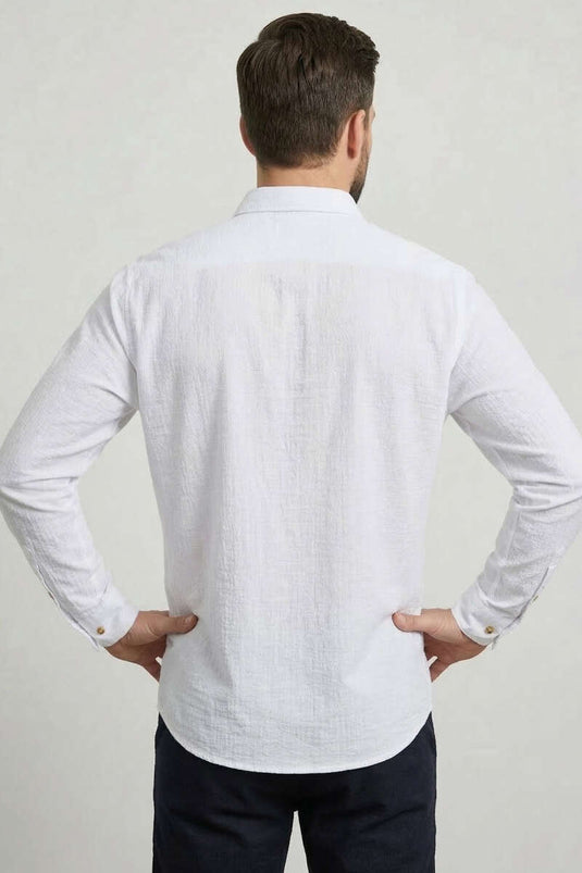 Chemise homme en tissu étamine blanc