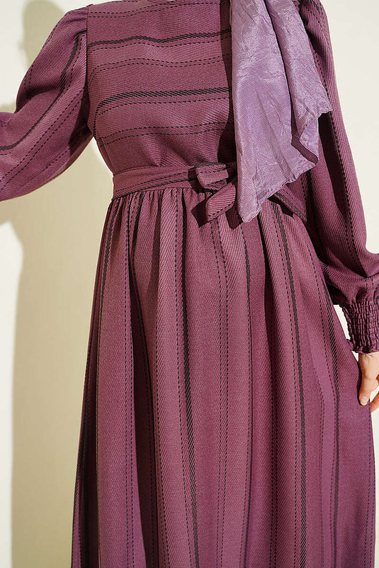 Robe À Rayures Morceaux Froncés