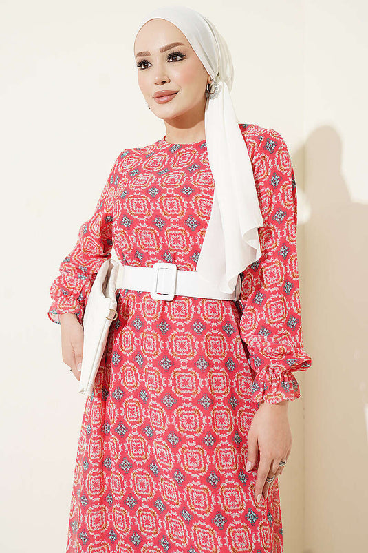 Robe En Chiffon Rose À Taille Froncée Et Coupe Décontractée