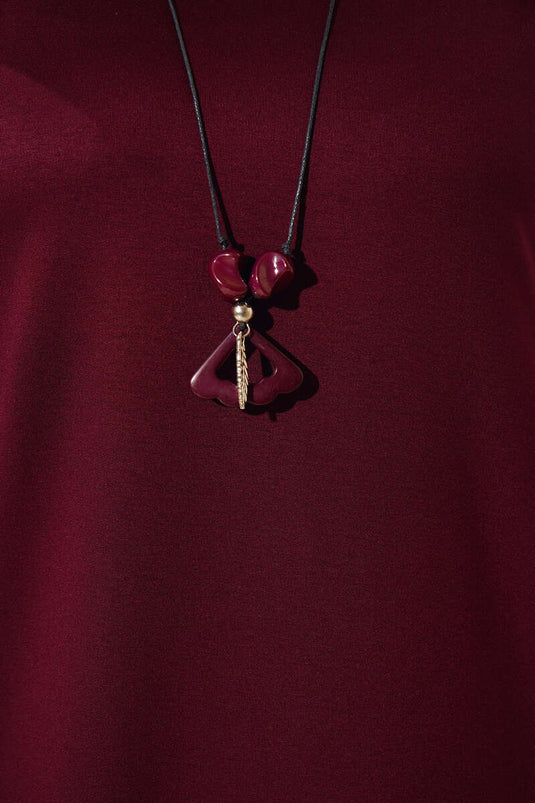 Tunique Grande Taille avec Jupe Surpiquée en Pierre Rouge Claret