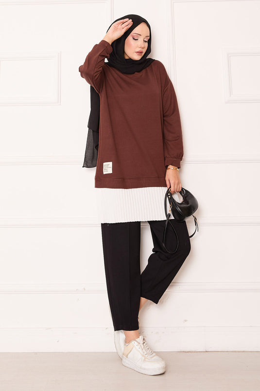 Tunique ample à jupe plissée