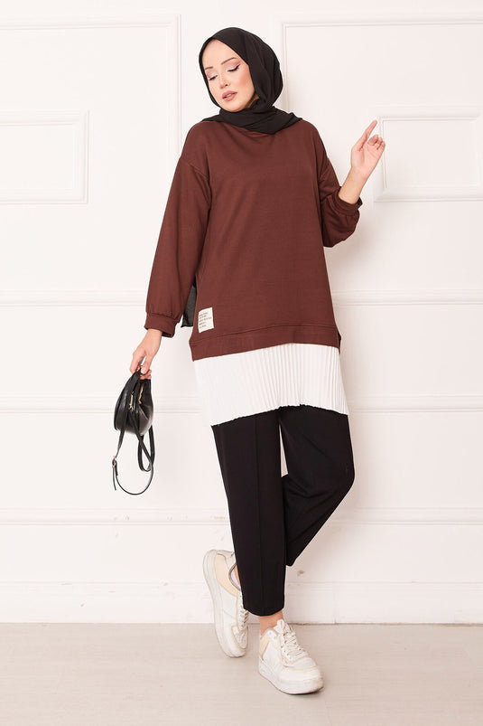 Tunique ample à jupe plissée