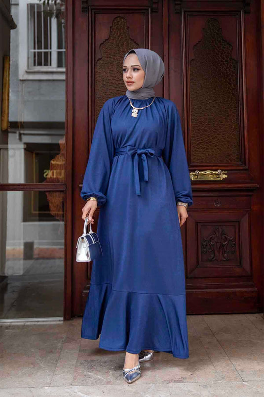 Robe Hijab Jupe Volante Indigo