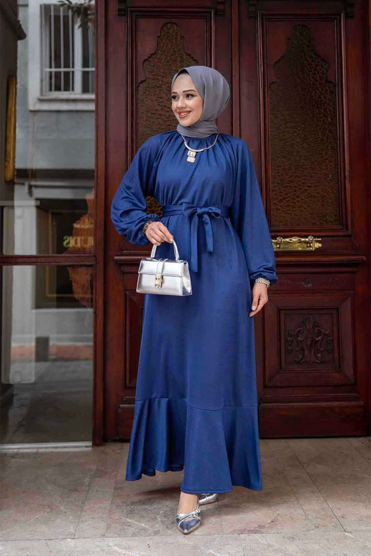 Robe Hijab Jupe Volante Indigo