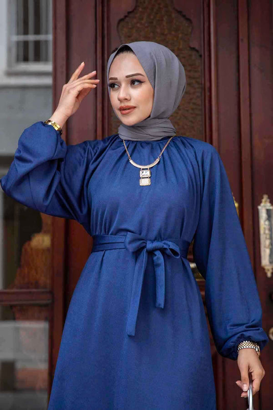 Robe Hijab Jupe Volante Indigo