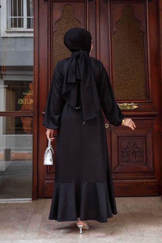 Robe Hijab Jupe Volante Noir