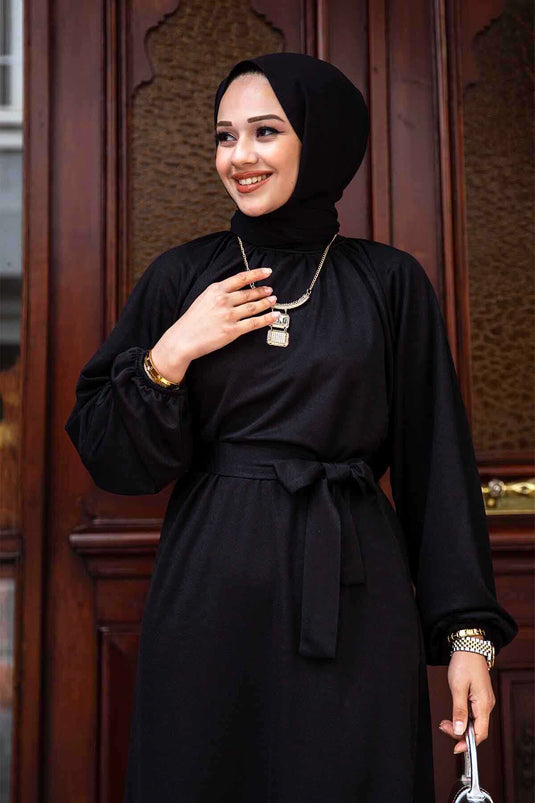 Robe Hijab Jupe Volante Noir