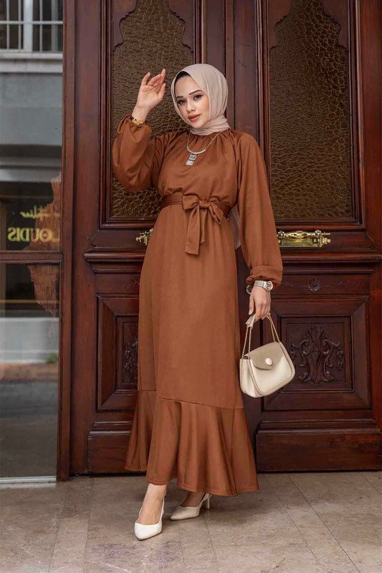 Robe Hijab Jupe Volante Taba