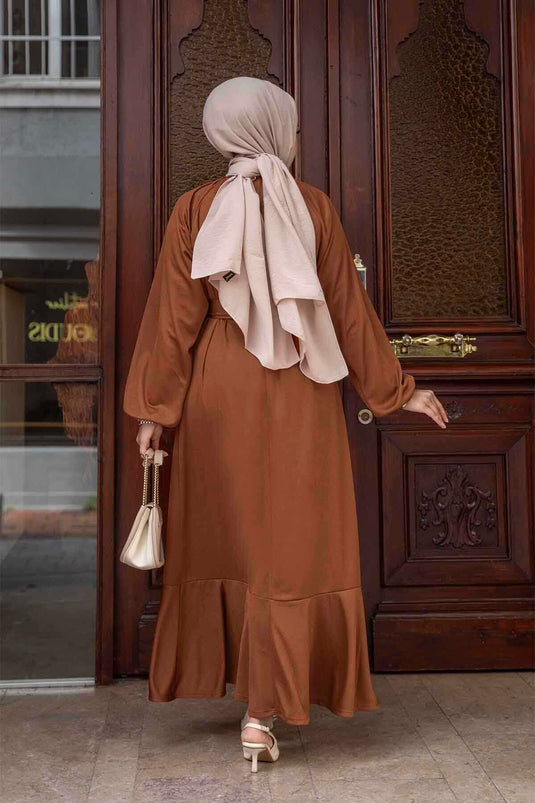 Robe Hijab Jupe Volante Taba