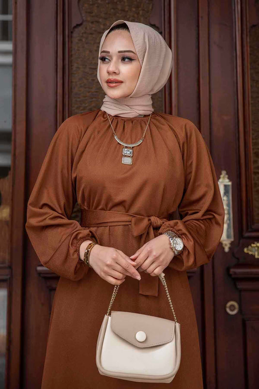 Robe Hijab Jupe Volante Taba