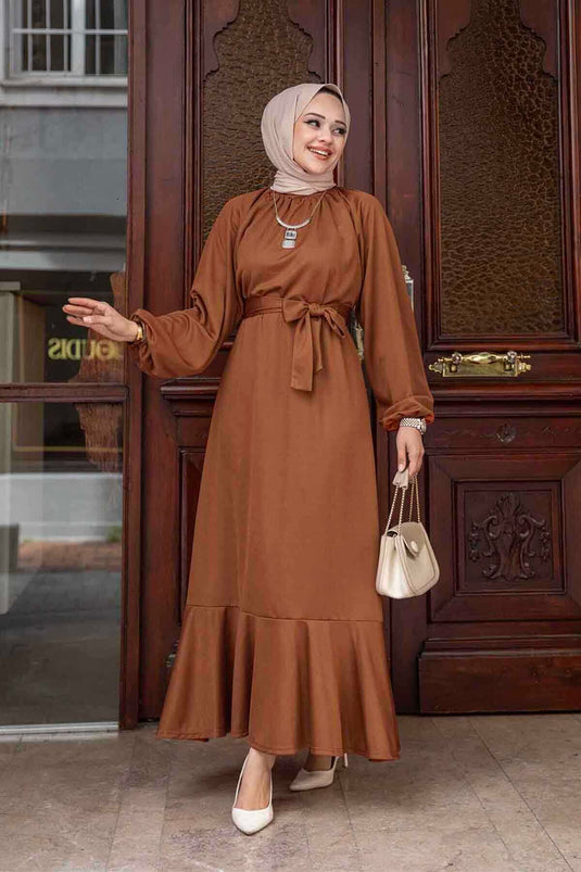 Robe Hijab Jupe Volante Taba