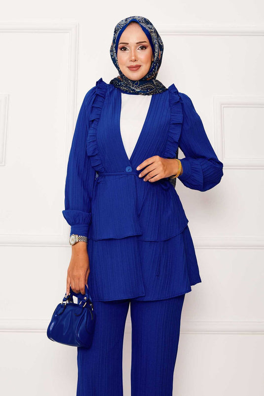 Costume deux pièces avec volants et détails volantés sur la jupe, Saxe