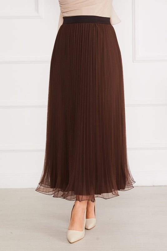 Jupe en tulle marron avec jupe à volants