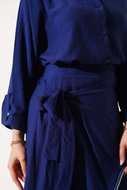 Two-Piece Set with Side Tie Skirt - Parliament