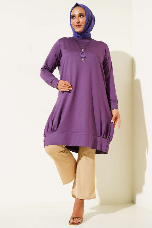 Tunique grande taille avec ourlet froncé, violet