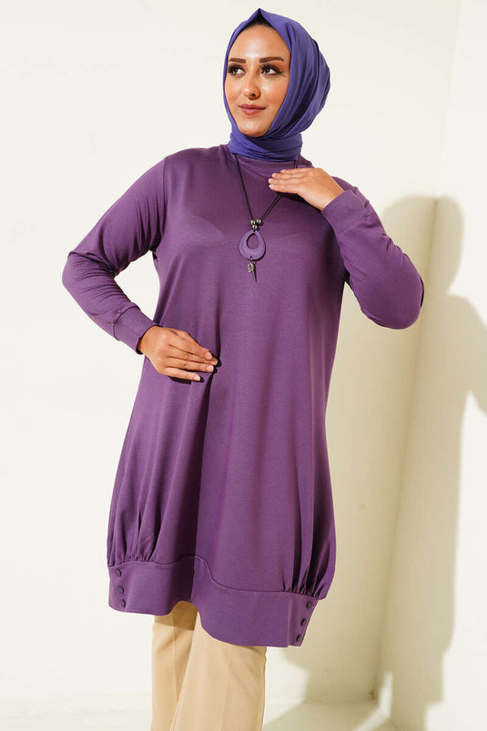 Tunique grande taille avec ourlet froncé, violet