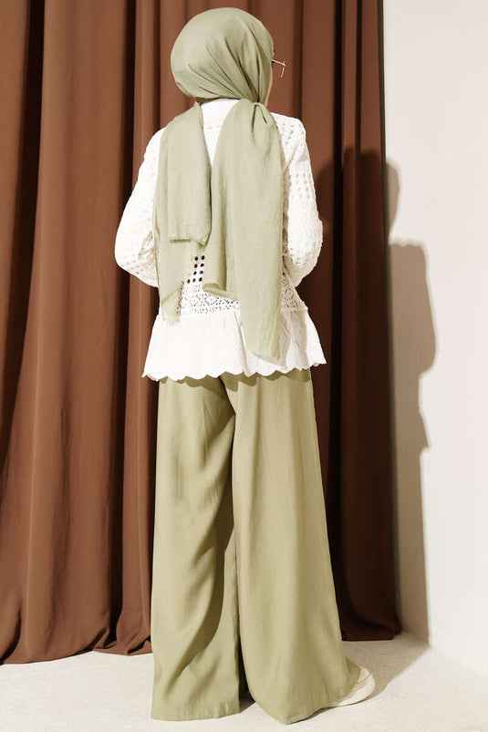 Cardigan court ajouré à dentelle crème
