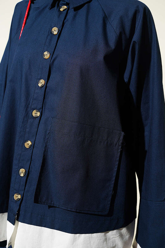 Ensemble Deux Pièces Bleu Marine Avec Ourlet De Jupe