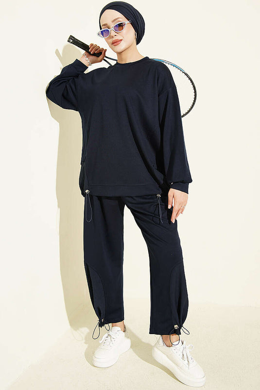 Navy Blau Elastischer Rock Set