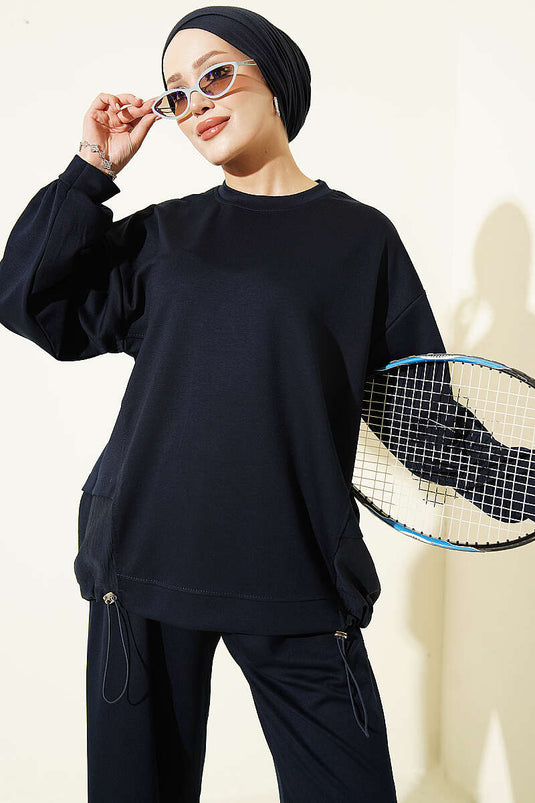 Navy Blau Elastischer Rock Set