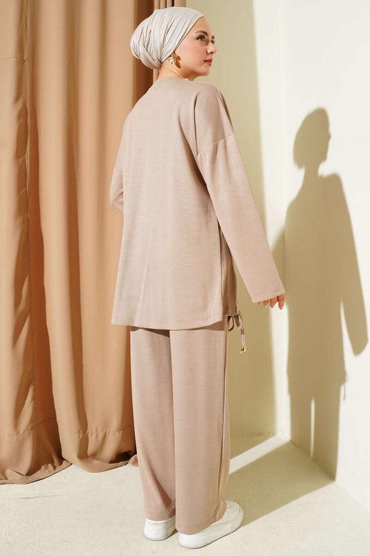 Ensemble deux pièces Loysha avec ourlet tunnel, beige