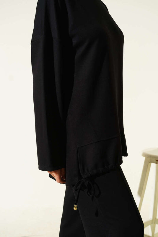 Ensemble deux pièces Loysha avec ourlet tunnel, noir