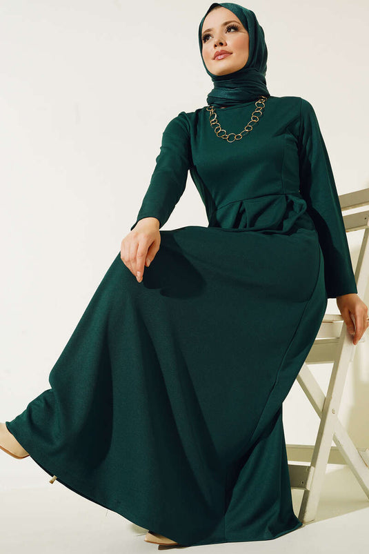 Robe Jupe Plissée Vert Émeraude