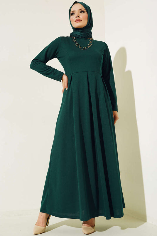 Robe Jupe Plissée Vert Émeraude