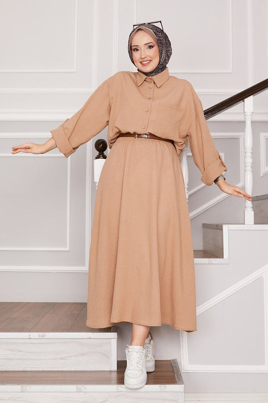 Skirted Two-Piece Set Camel