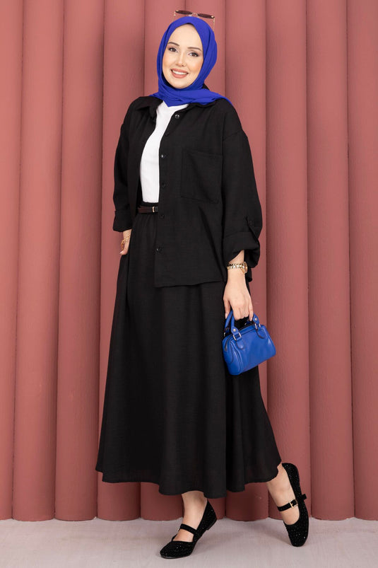 Ensemble deux pièces avec jupe noir