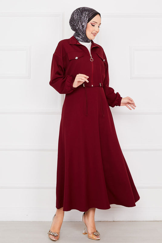 Skirted Double Hijab Set Burgundy