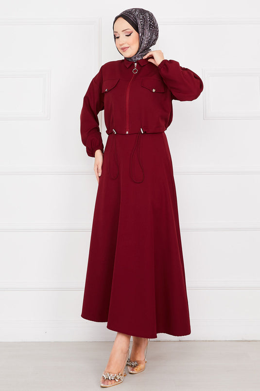 Skirted Double Hijab Set Burgundy