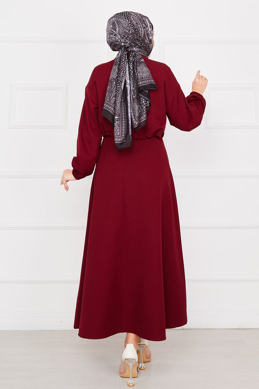 Ensemble jupe double hijab rouge bordeaux