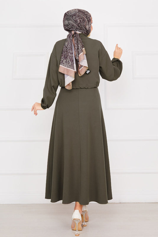 Two-Piece Hijab Set with Skirt, Khaki