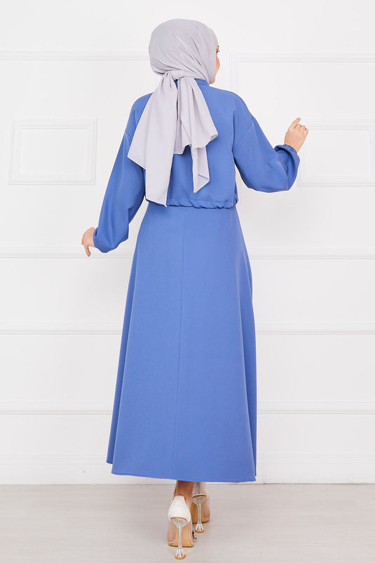 Doppeltes Hijab-Set mit Rock Indigo