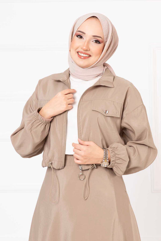 Ensemble Hijab Double Jupe en Vison