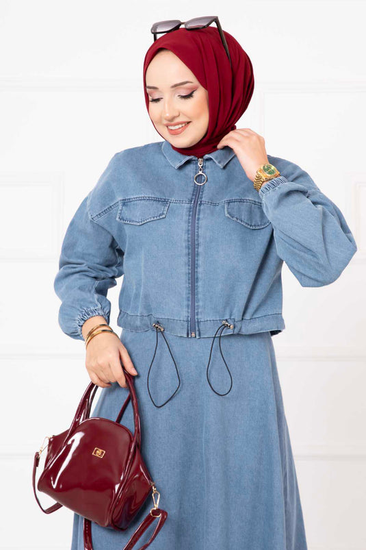 Skirted Denim Set Light Blue