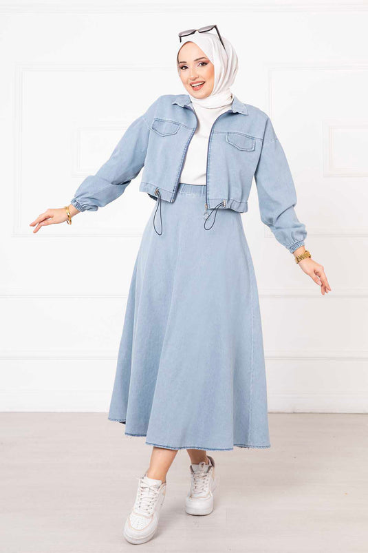 Skirted Denim Set Snow Wash