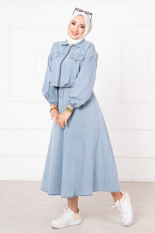 Skirted Denim Set Snow Wash