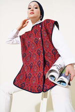 Pull à boutons-pression à motif ethnique, bordeaux