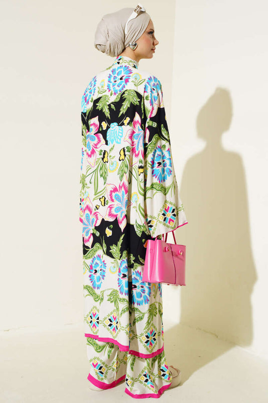 Ensemble Double Kimono Motif Ethnique Vert