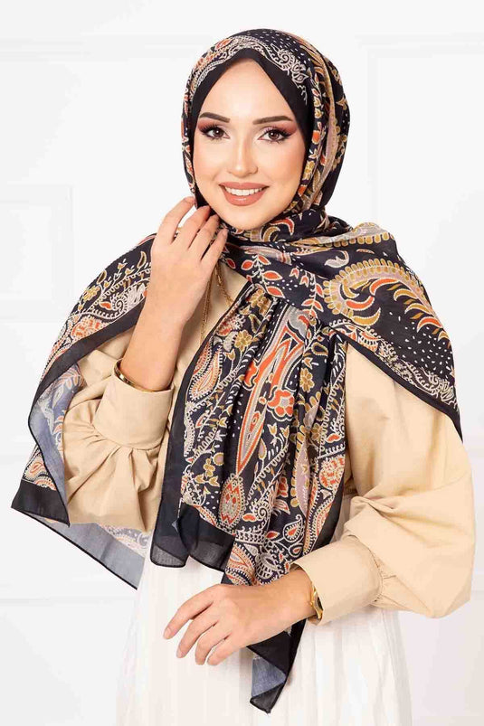 Écharpe en coton à motif ethnique -4