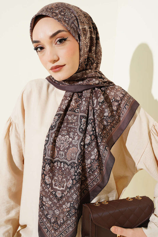 Foulard à rayures ethniques marron foncé